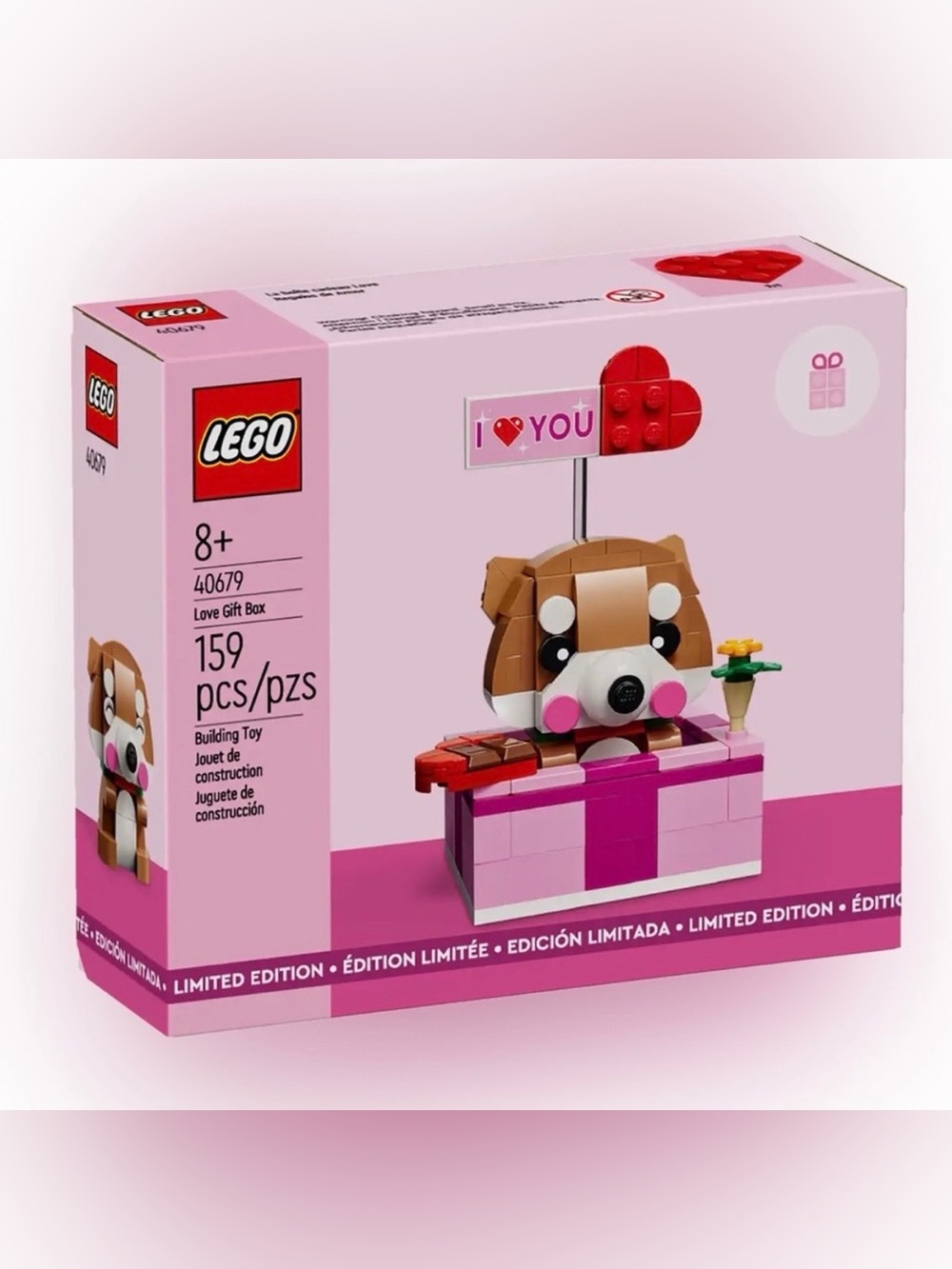 LEGO Limited Edition Love Heart Chocolate Gift Box-Shiba Inu #40679, 158 Pcs,NIB